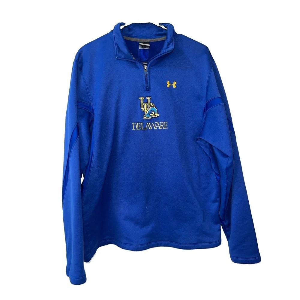 Under Armour University of Delaware 1/4 Zip Blue Pullover Embroidered UD Sz Med